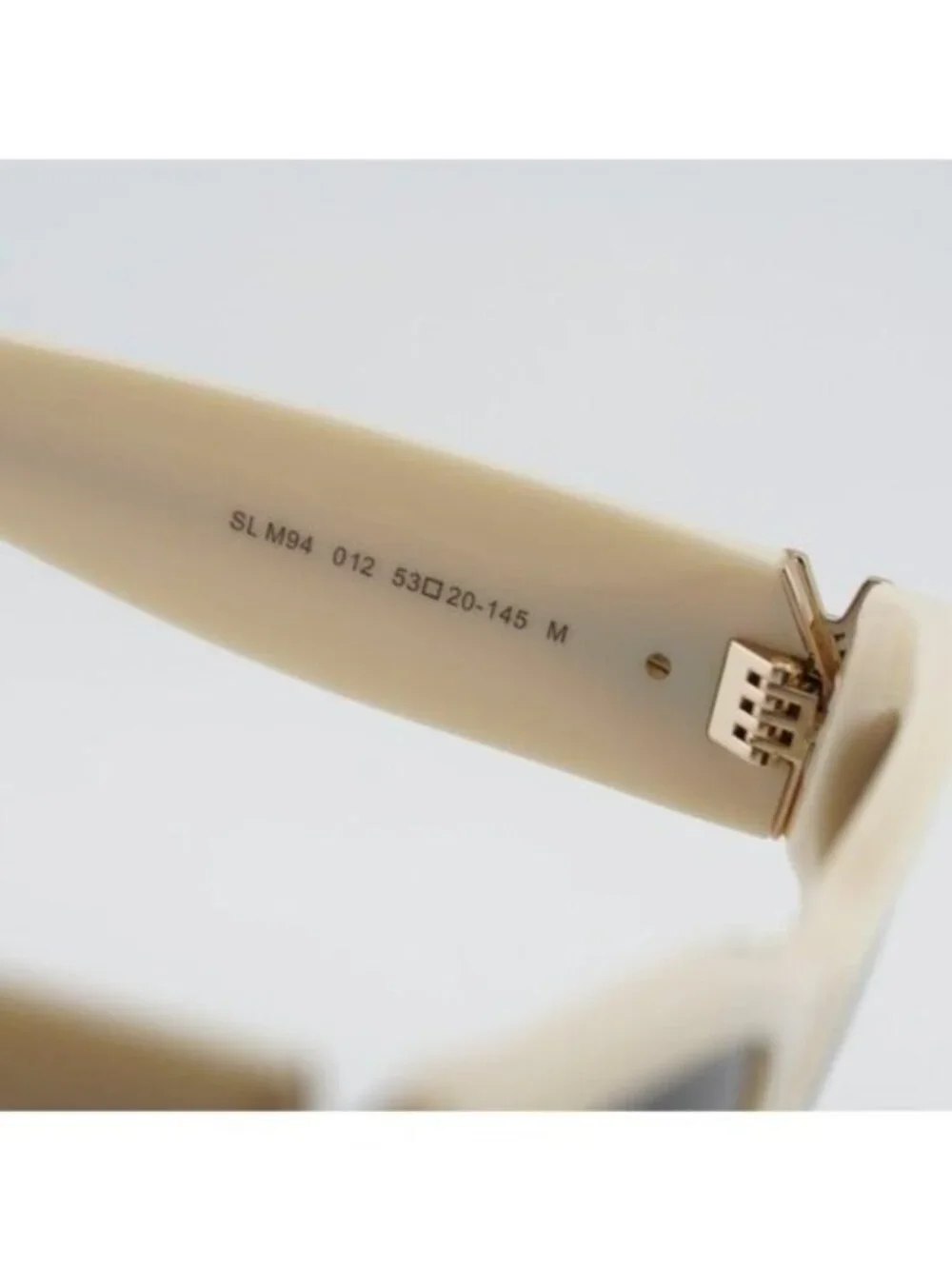 Saint Laurent SL M94 012 Sunglasses Shiny Ivory Cat Eye Frame, Grey Lenses